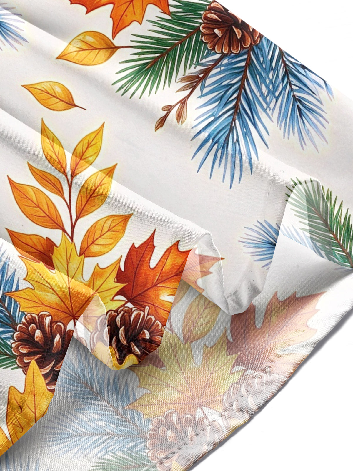Oceanlyte Men's Long Sleeve Shirt - Autumn Maple Leaves And Winter Pine Cones With Pine Needles Print with Chest Pocket