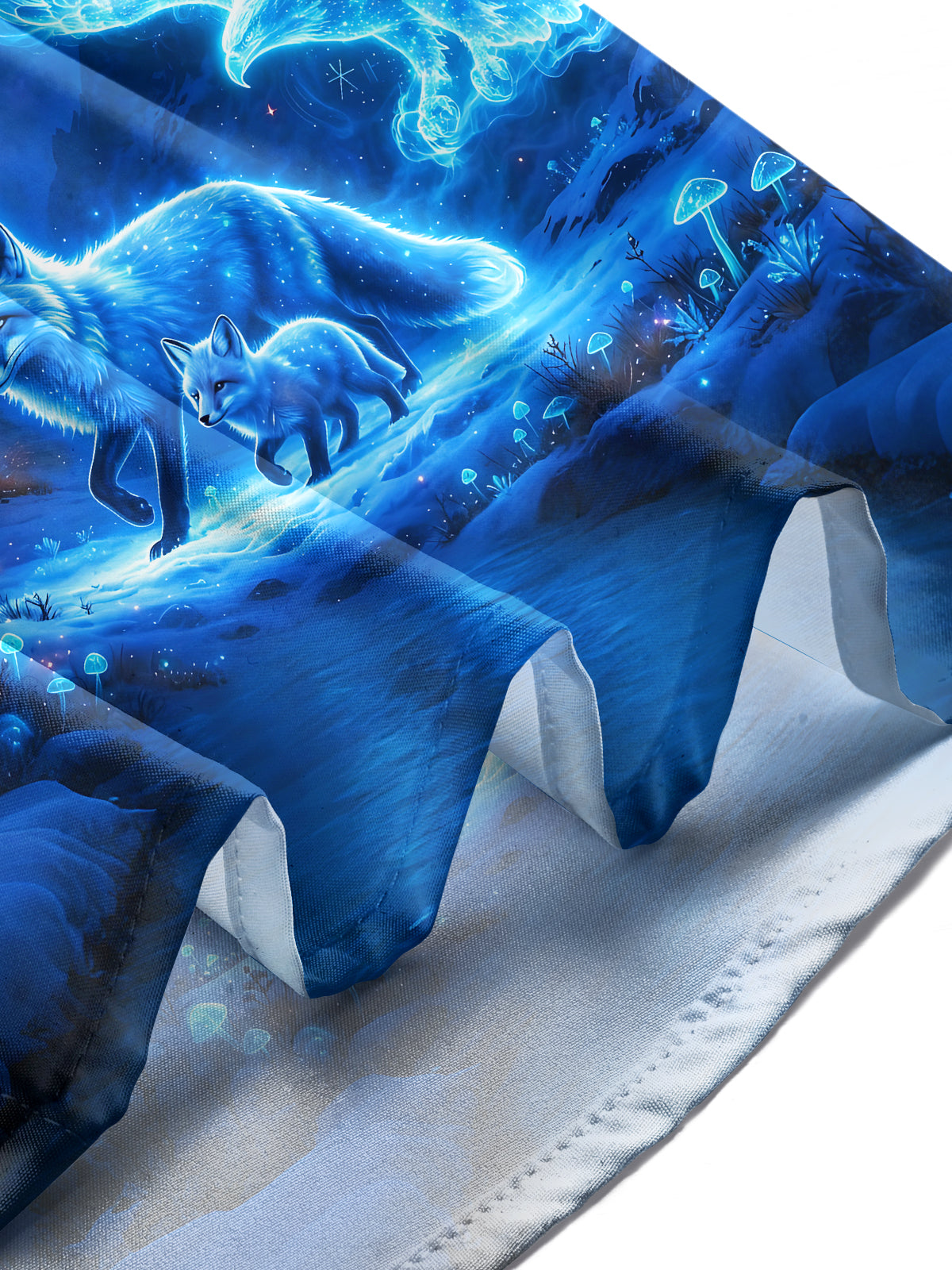 Oceanlyte Men's Fantasy Blue Beasts And Snow Mountain Print Long Sleeve Shirt with Chest Pocket