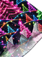 Oceanlyte Men's Graphic Neon Christmas Trees Print Long Sleeve Shirt with Chest Pocket