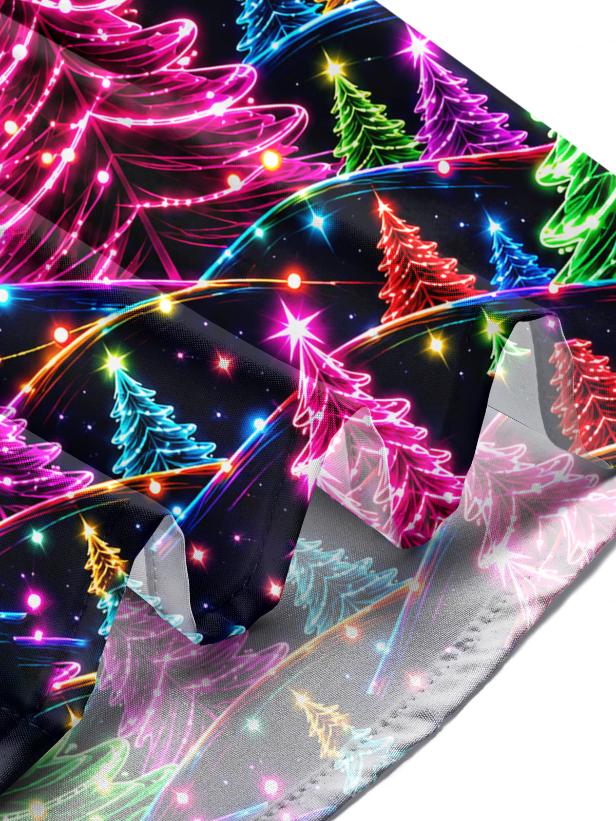 Oceanlyte Men's Graphic Neon Christmas Trees Print Long Sleeve Shirt with Chest Pocket