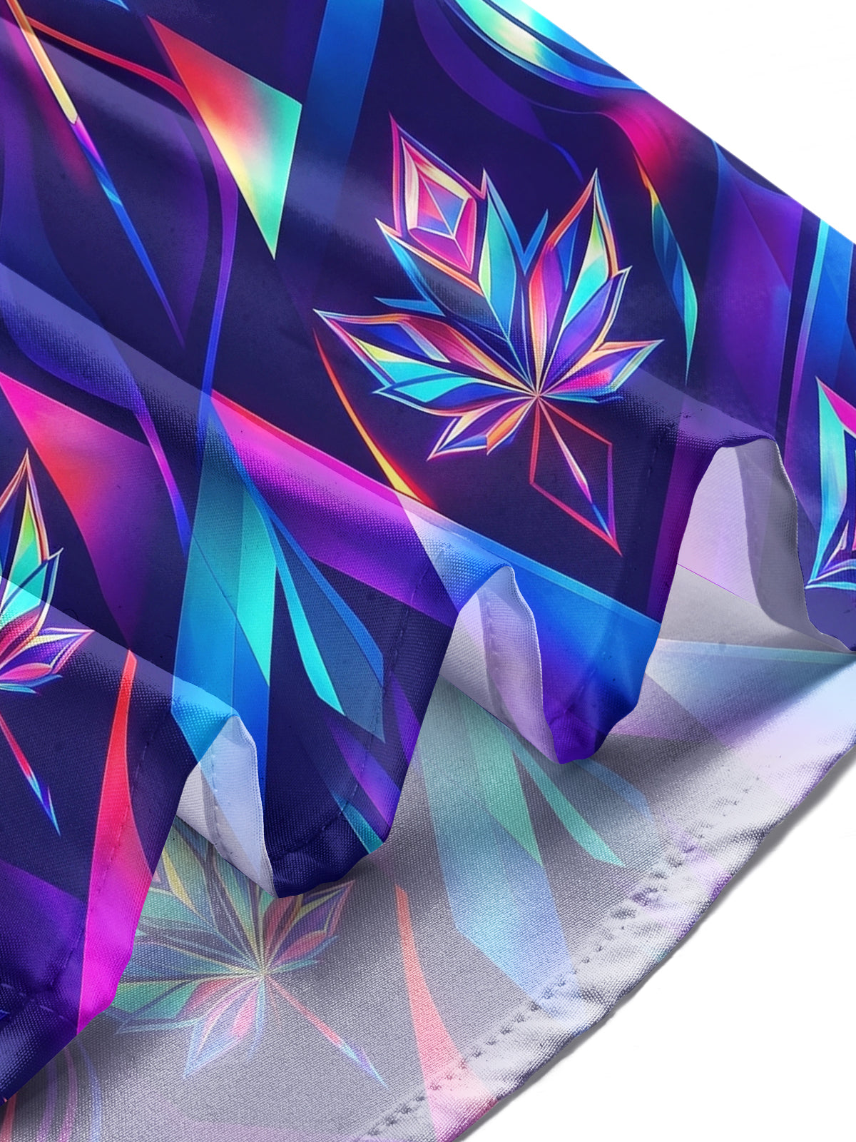 Oceanlyte Men's Neon Iridescent Geometric Maple Leaf Print Long Sleeve Shirt with Chest Pocket