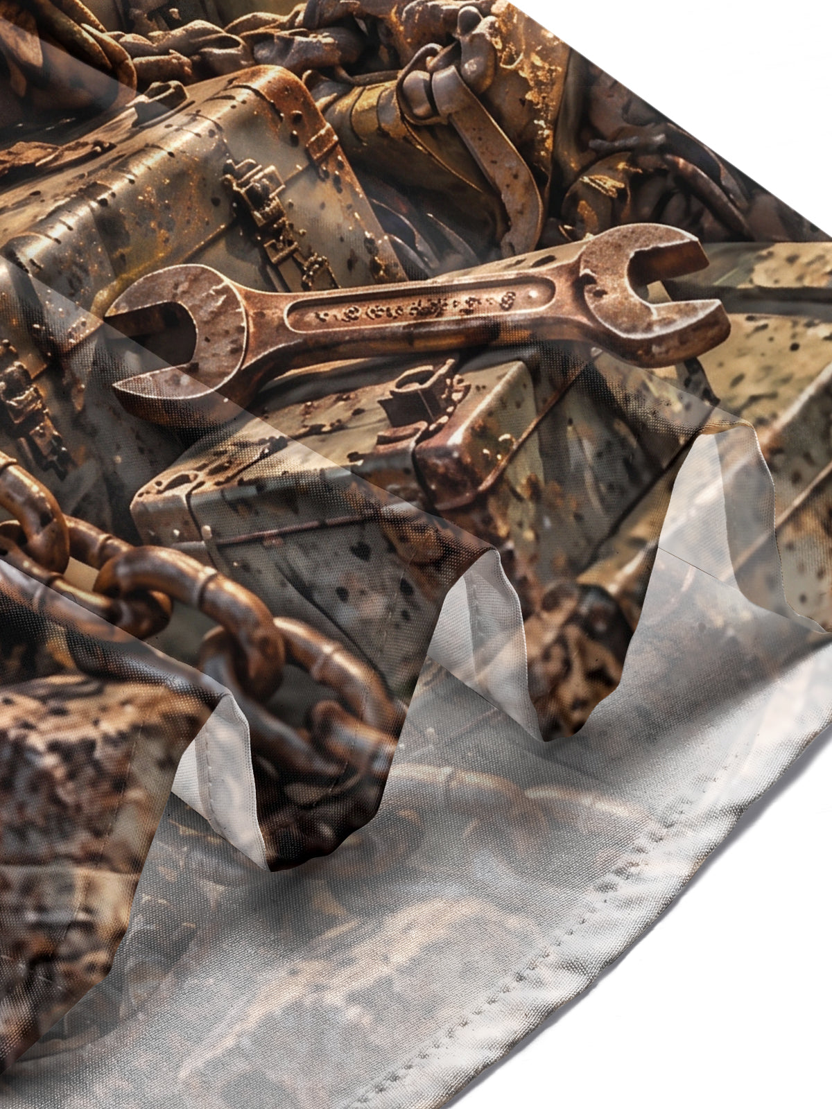 Oceanlyte Men's Long Sleeve Shirt - The "Iron Vanguard" Graphic Military Tank And Aircraft Print with Chest Pocket