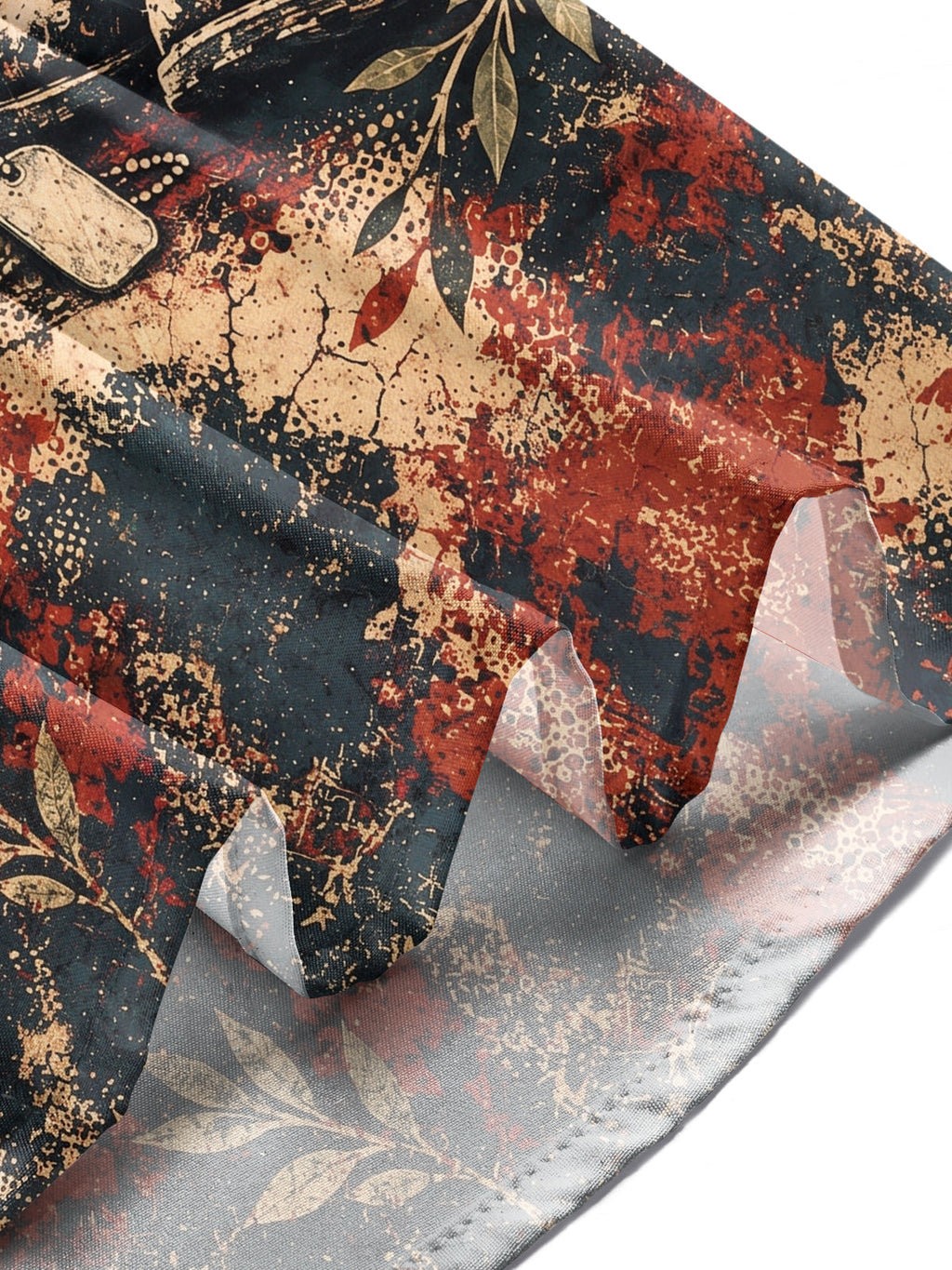 Oceanlyte Men's Long Sleeve Shirt - The "Echoes of Vimy" Military Helmet Boots And Dog Tags With Laurel Leaves Print with Chest Pocket