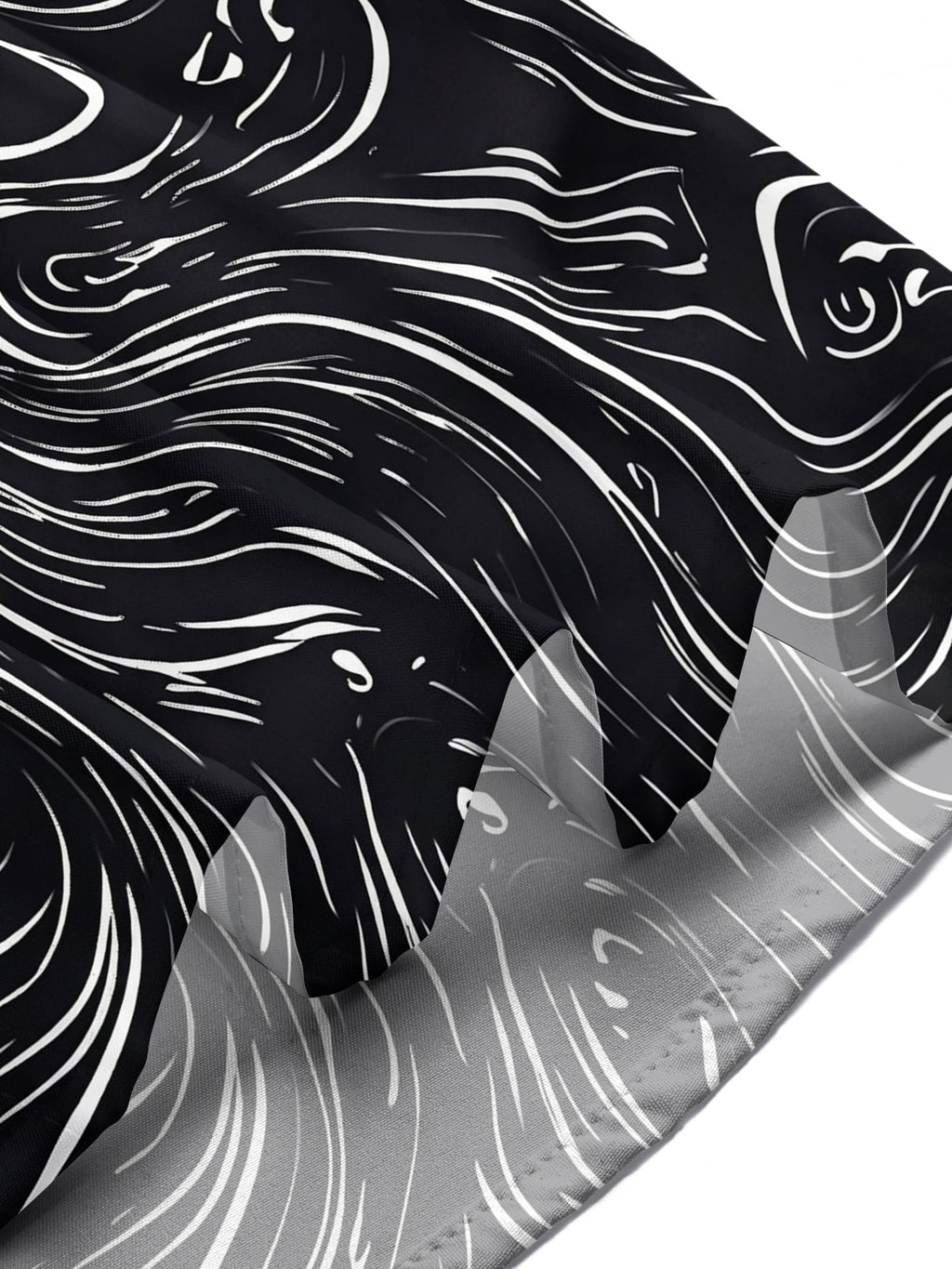 Oceanlyte Men's Abstract Swirling Black And White Lines Print Short Sleeve Shirt with Chest Pocket