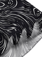 Oceanlyte Men's Abstract Swirling Black And White Lines Print Short Sleeve Shirt with Chest Pocket