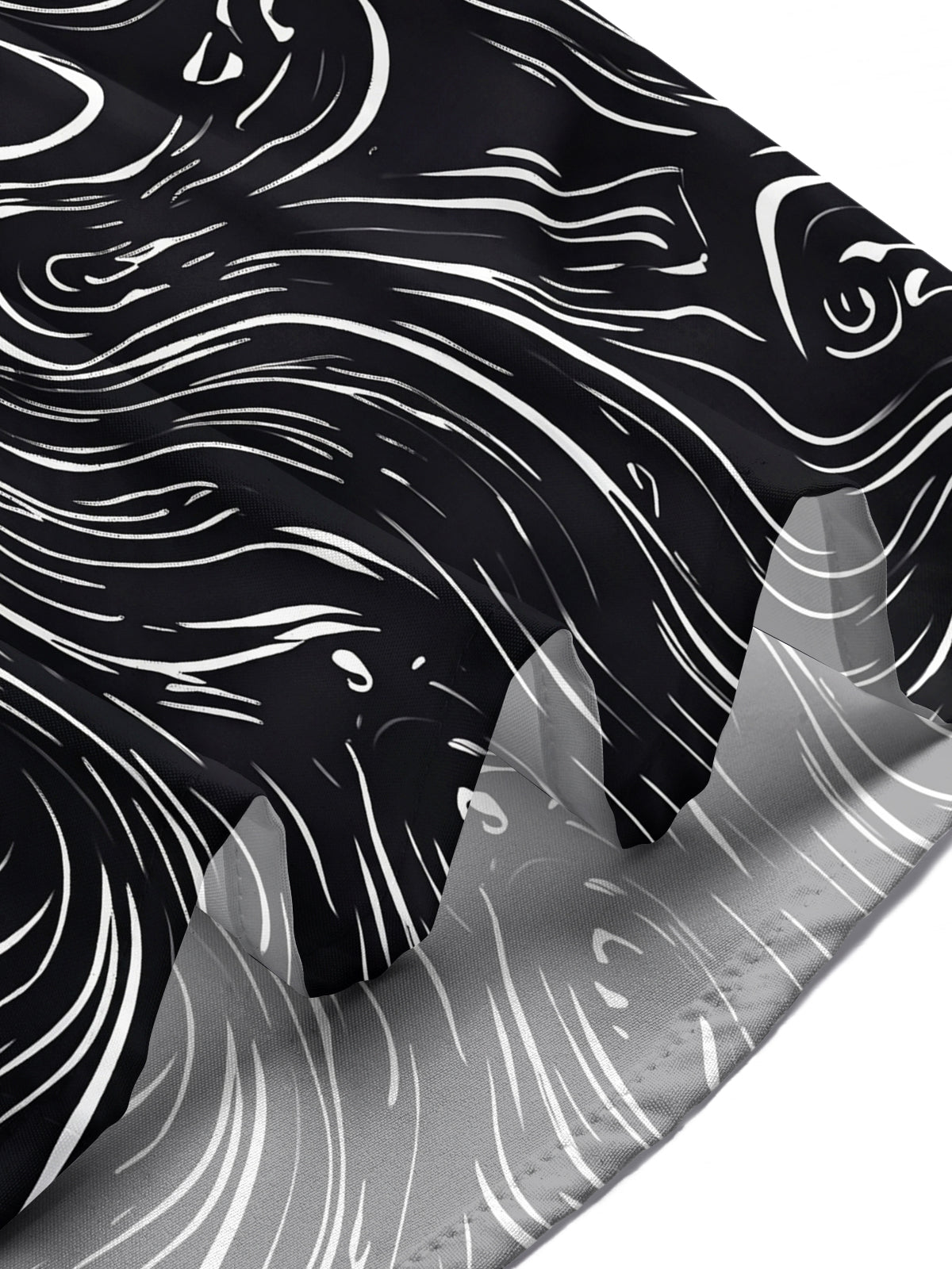 Oceanlyte Men's Abstract Swirling Black And White Lines Print Short Sleeve Shirt with Chest Pocket