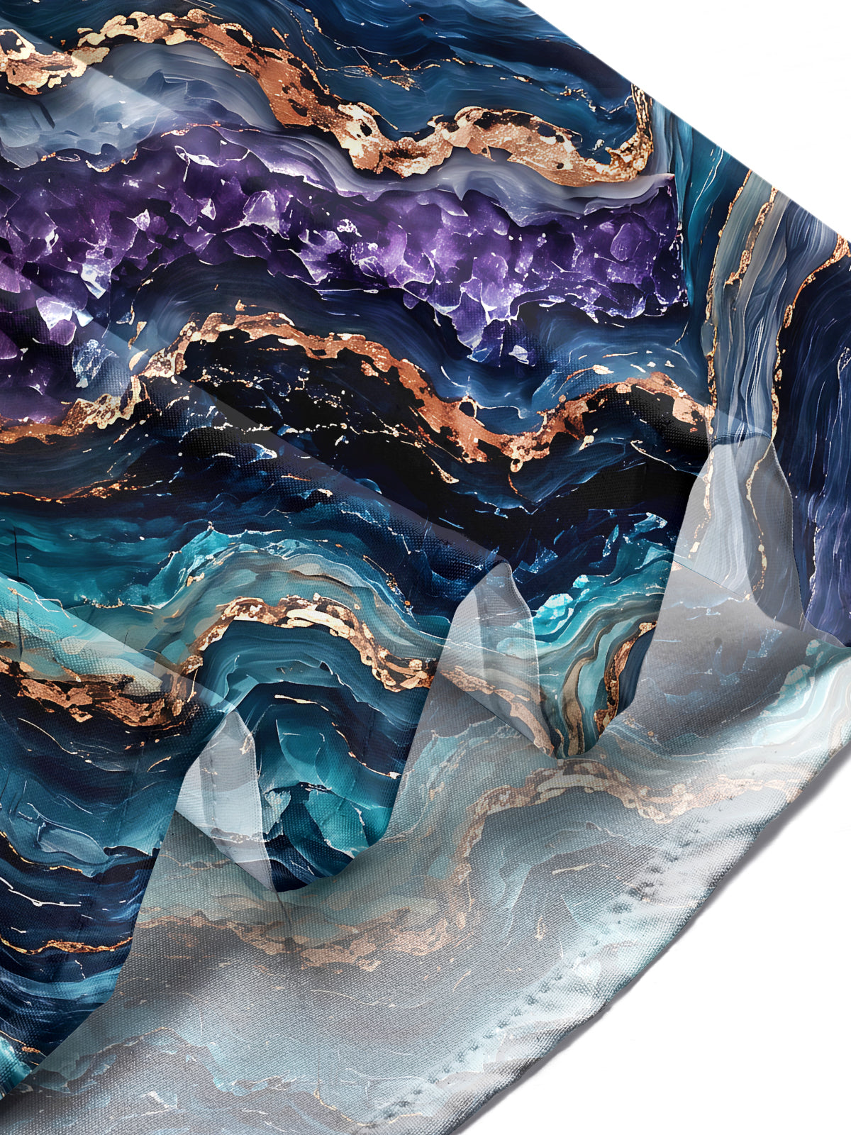 Oceanlyte Men's Abstract Marble And Agate Waves Print Long Sleeve Shirt with Chest Pocket