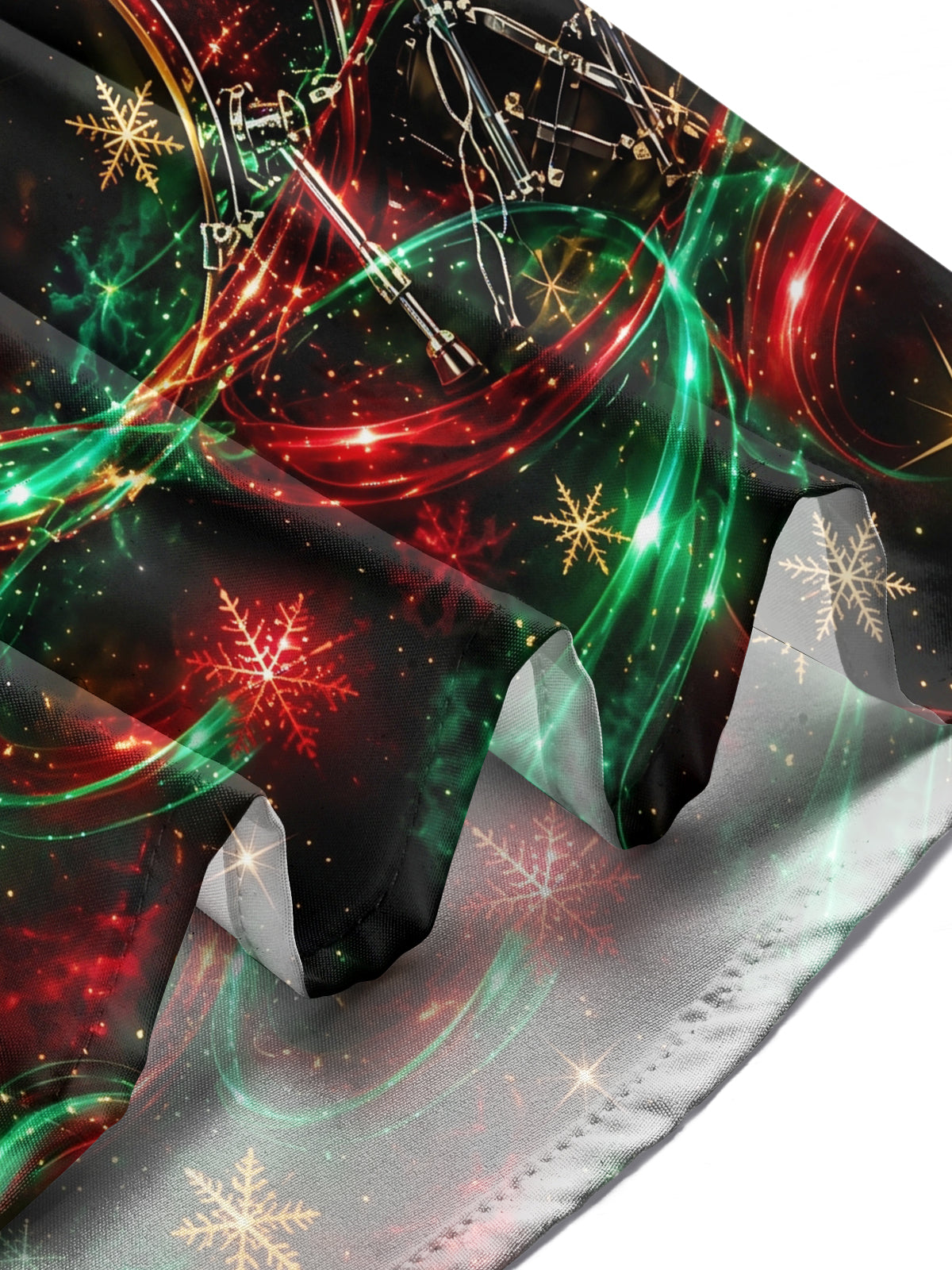 Oceanlyte Men's Christmas Drum Set And Snowflakes Print Long Sleeve Shirt with Chest Pocket