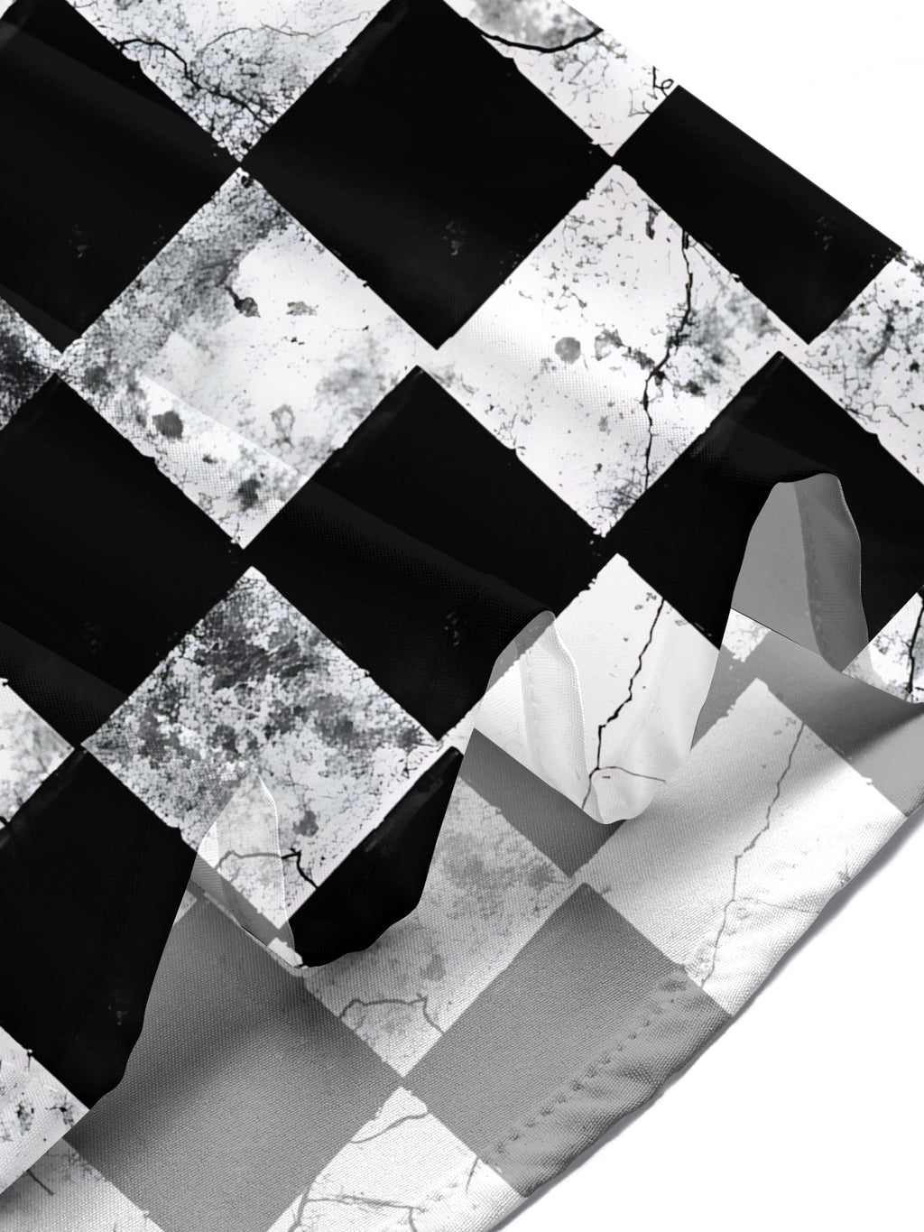Oceanlyte Men's Patterned Black And White Checkerboard Print Short Sleeve Shirt with Chest Pocket