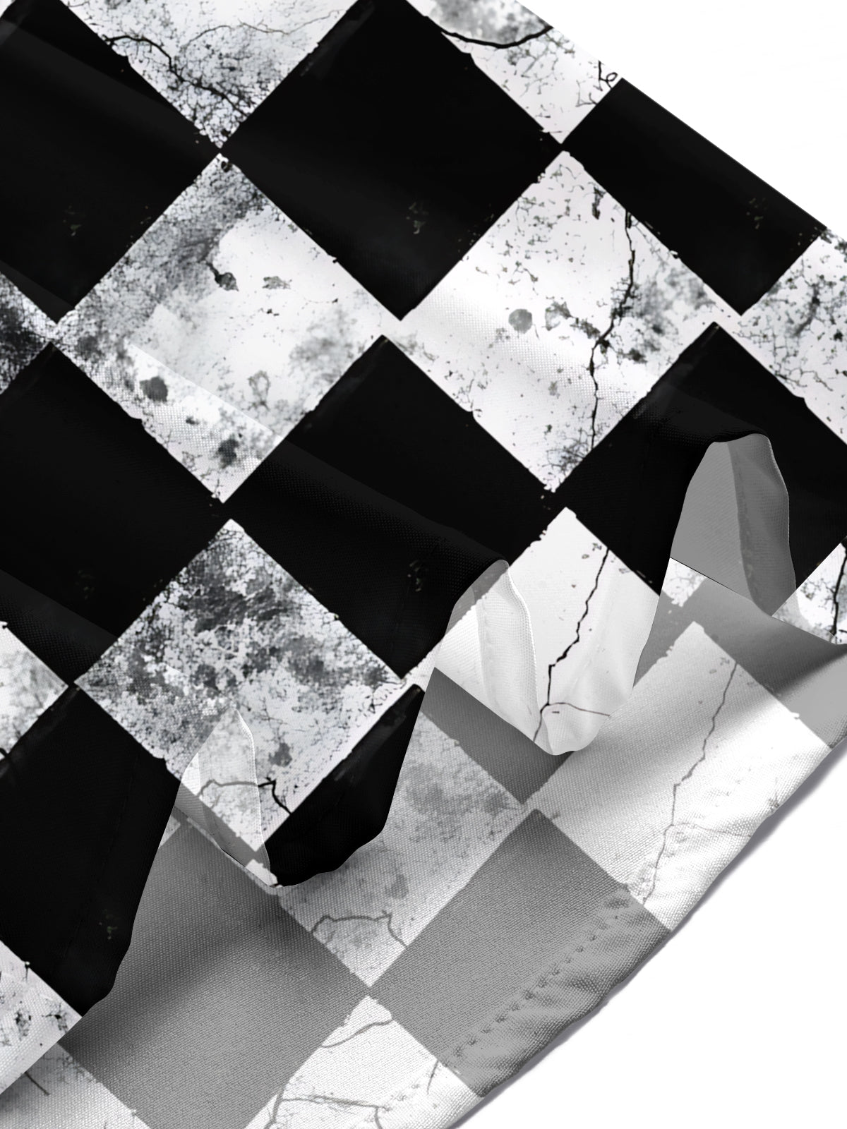 Oceanlyte Men's Patterned Black And White Checkerboard Print Short Sleeve Shirt with Chest Pocket