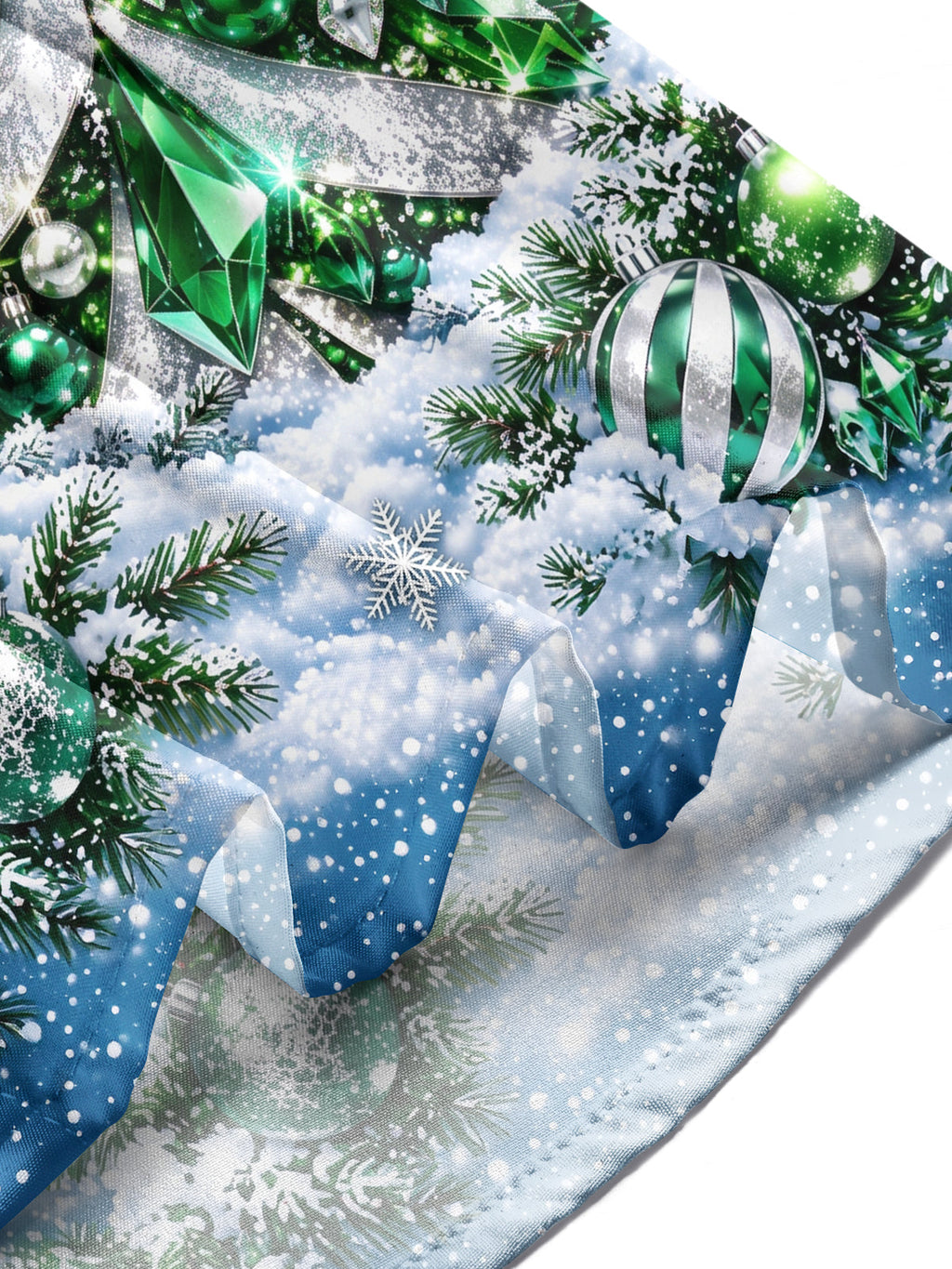 Oceanlyte Men's Long Sleeve Shirt - Christmas Tree With Ornaments And Snowflakes Print with Chest Pocket