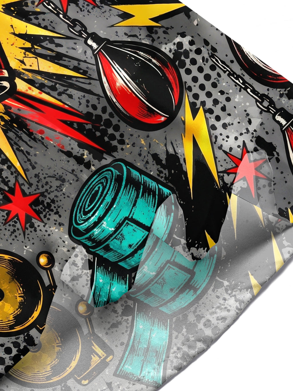 Oceanlyte Men's Graphic Boxing Gloves And Equipment Print Short Sleeve Shirt with Chest Pocket