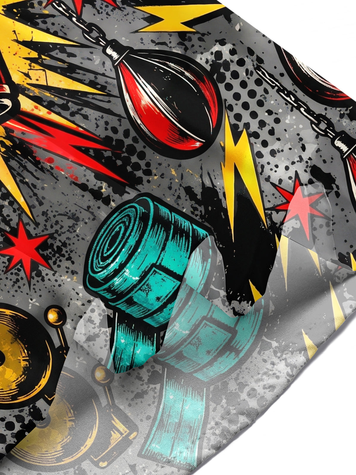 Oceanlyte Men's Graphic Boxing Gloves And Equipment Print Short Sleeve Shirt with Chest Pocket