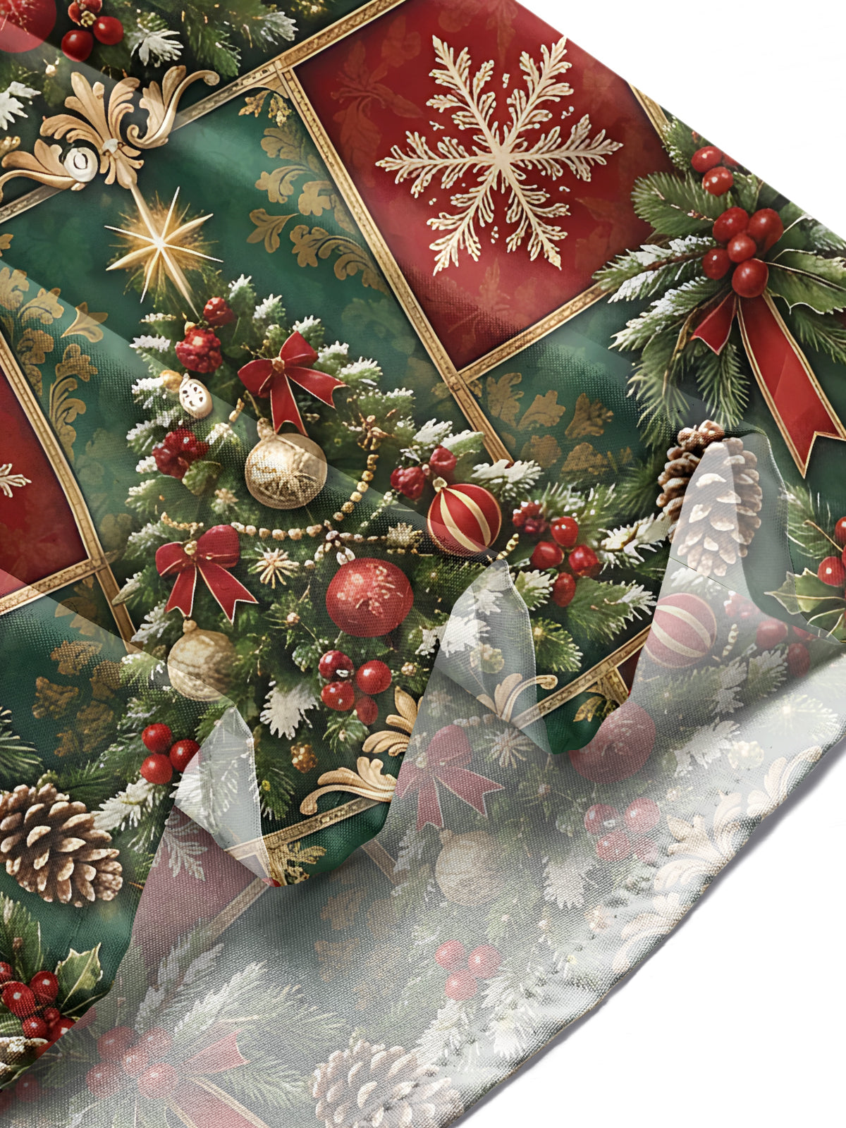 Oceanlyte Men's Printed Christmas Tree And Ornaments Print Long Sleeve Shirt with Chest Pocket