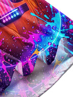 Oceanlyte Men's Long Sleeve Shirt - Acoustic Guitar With Neon Splash And Water Droplets Print with Chest Pocket
