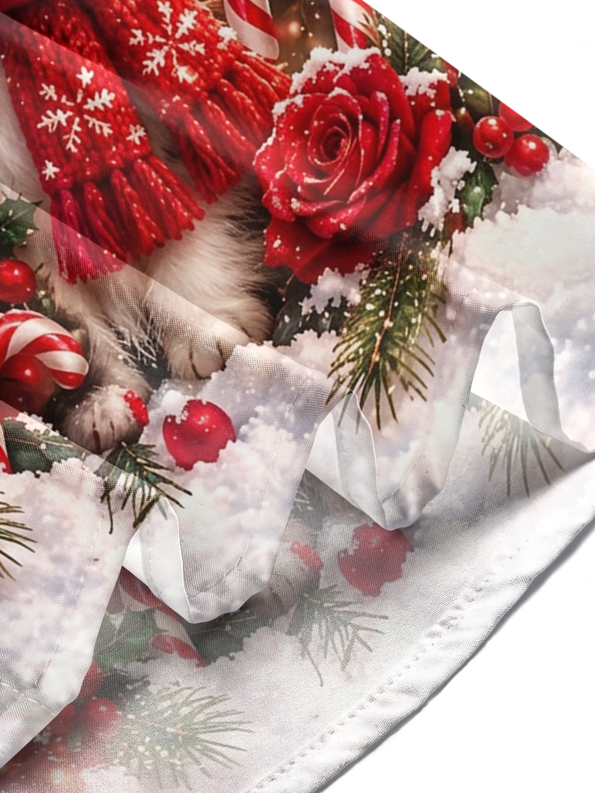 Oceanlyte Men's Christmas Cat With Top Hat And Scarf Print Long Sleeve Shirt with Chest Pocket