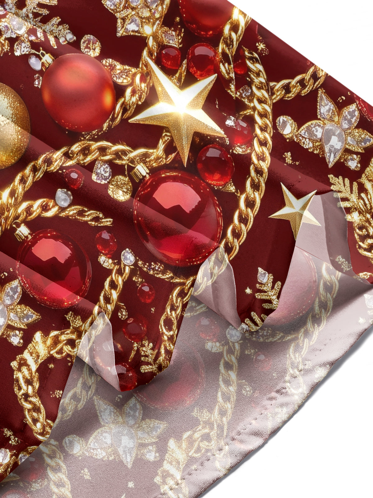 Oceanlyte Men's Christmas Ornaments And Snowflakes Print Long Sleeve Shirt with Chest Pocket