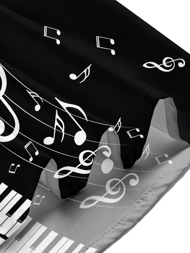 Oceanlyte Men's Graphic Piano Keyboard Print Short Sleeve Shirt with Chest Pocket