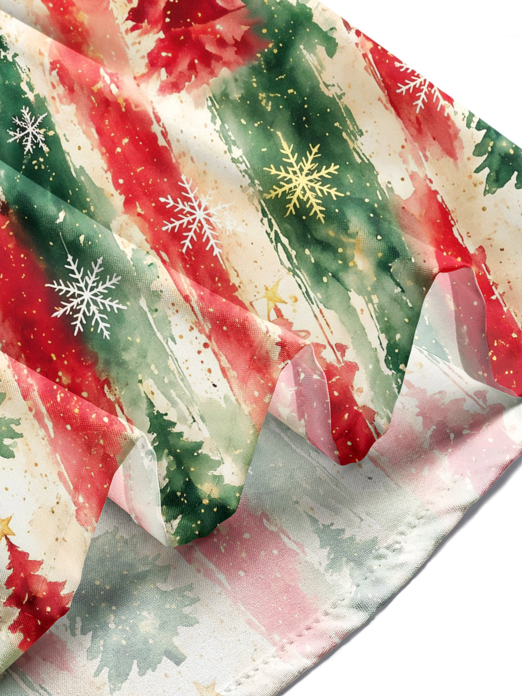 Oceanlyte Men's Long Sleeve Shirt - Watercolor Christmas Trees And Snowflakes Print with Chest Pocket