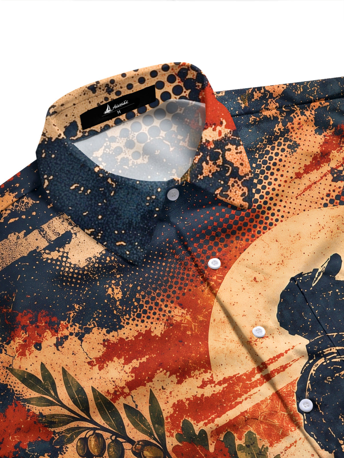 Oceanlyte Men's Long Sleeve Shirt - The "Fields of Victory" Soldier Silhouette And Oak Leaves Print with Chest Pocket