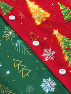 Oceanlyte Men's Printed Christmas Trees And Snowflakes Print Long Sleeve Shirt with Chest Pocket