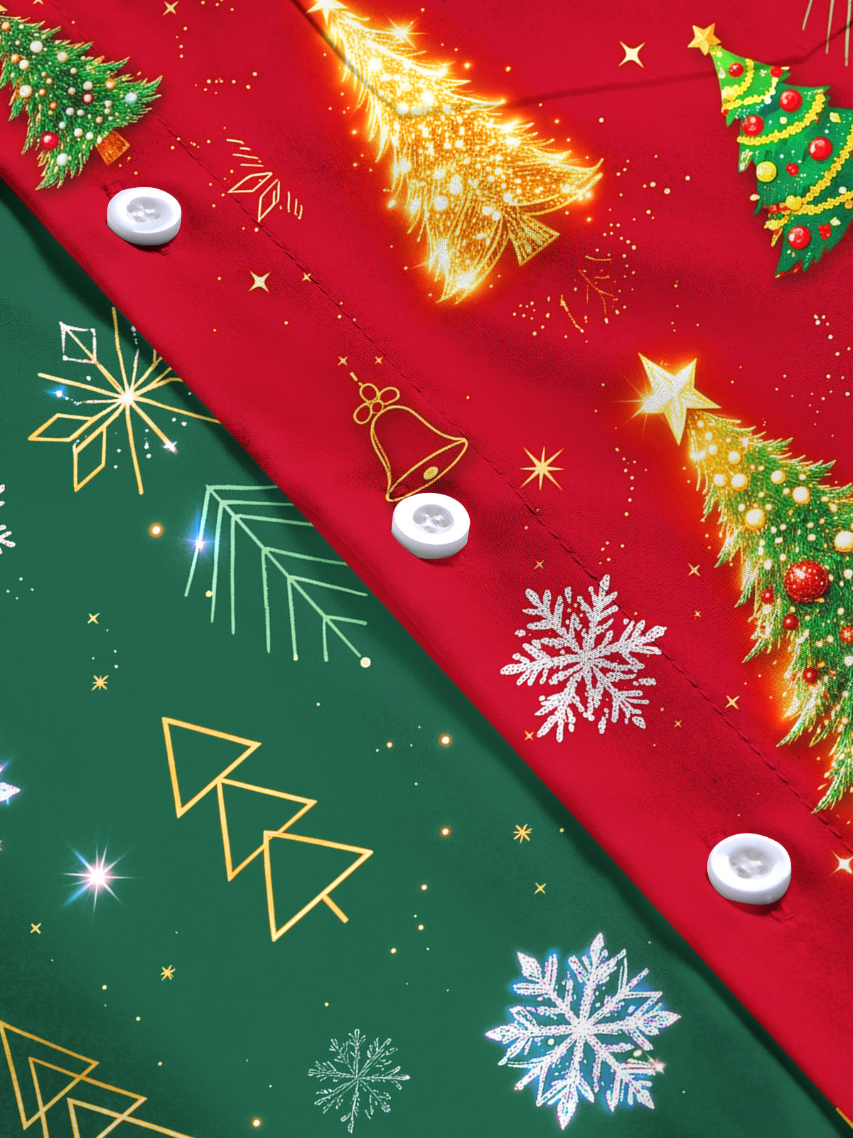 Oceanlyte Men's Printed Christmas Trees And Snowflakes Print Long Sleeve Shirt with Chest Pocket