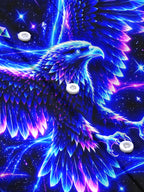 Oceanlyte Men's Neon Eagle With Galaxy Background Print Long Sleeve Shirt with Chest Pocket