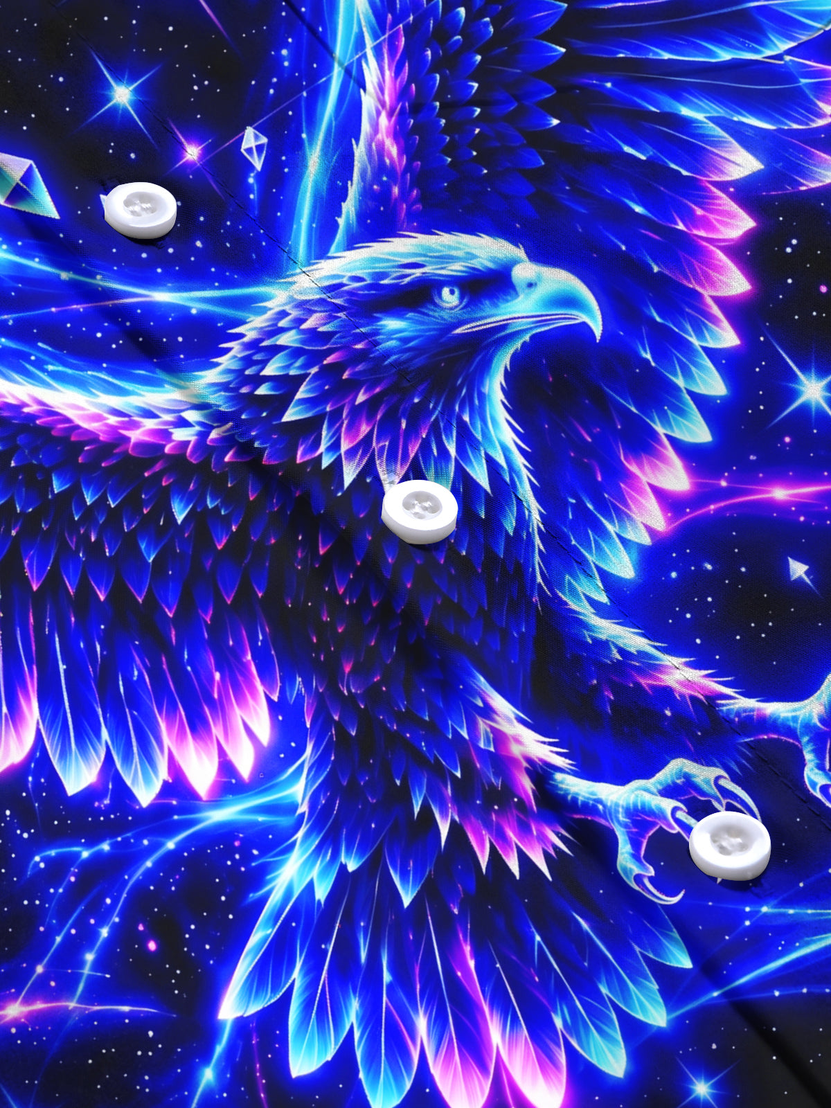 Oceanlyte Men's Neon Eagle With Galaxy Background Print Long Sleeve Shirt with Chest Pocket