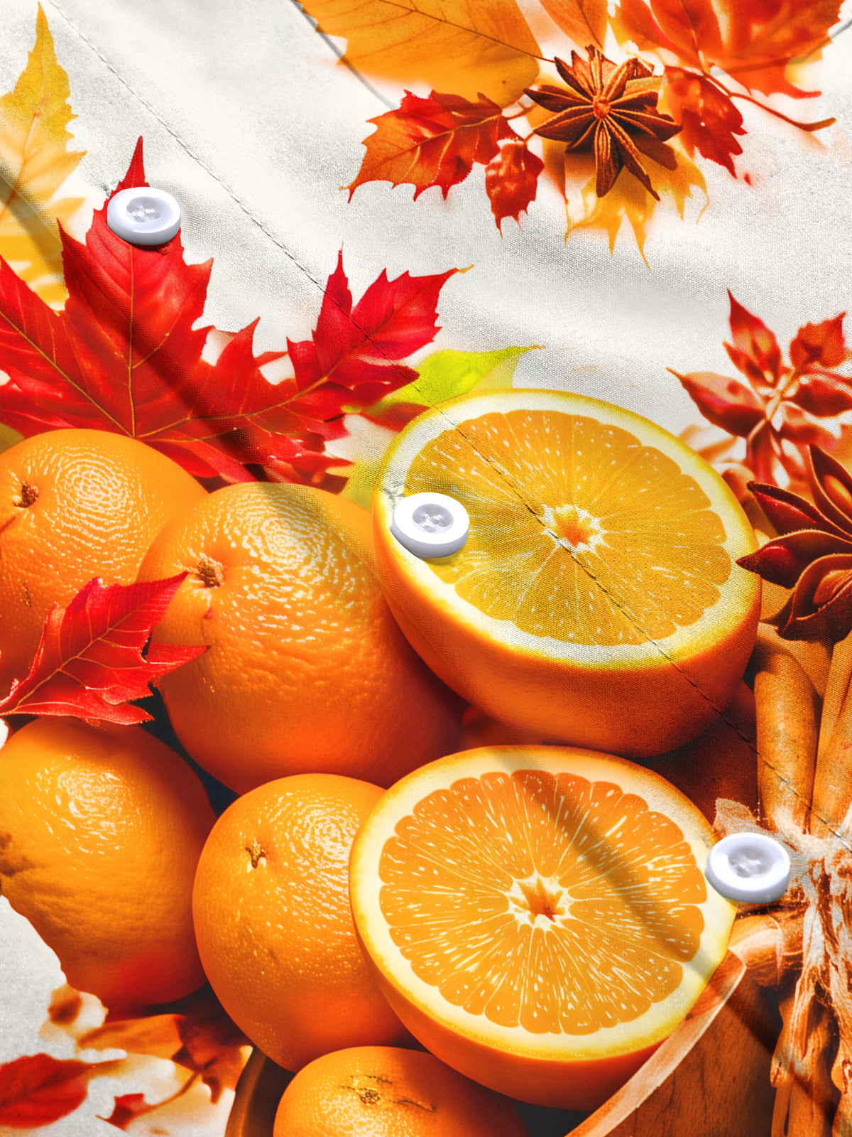 Oceanlyte Men's Printed Autumn Maple Leaves And Oranges Print Long Sleeve Shirt with Chest Pocket