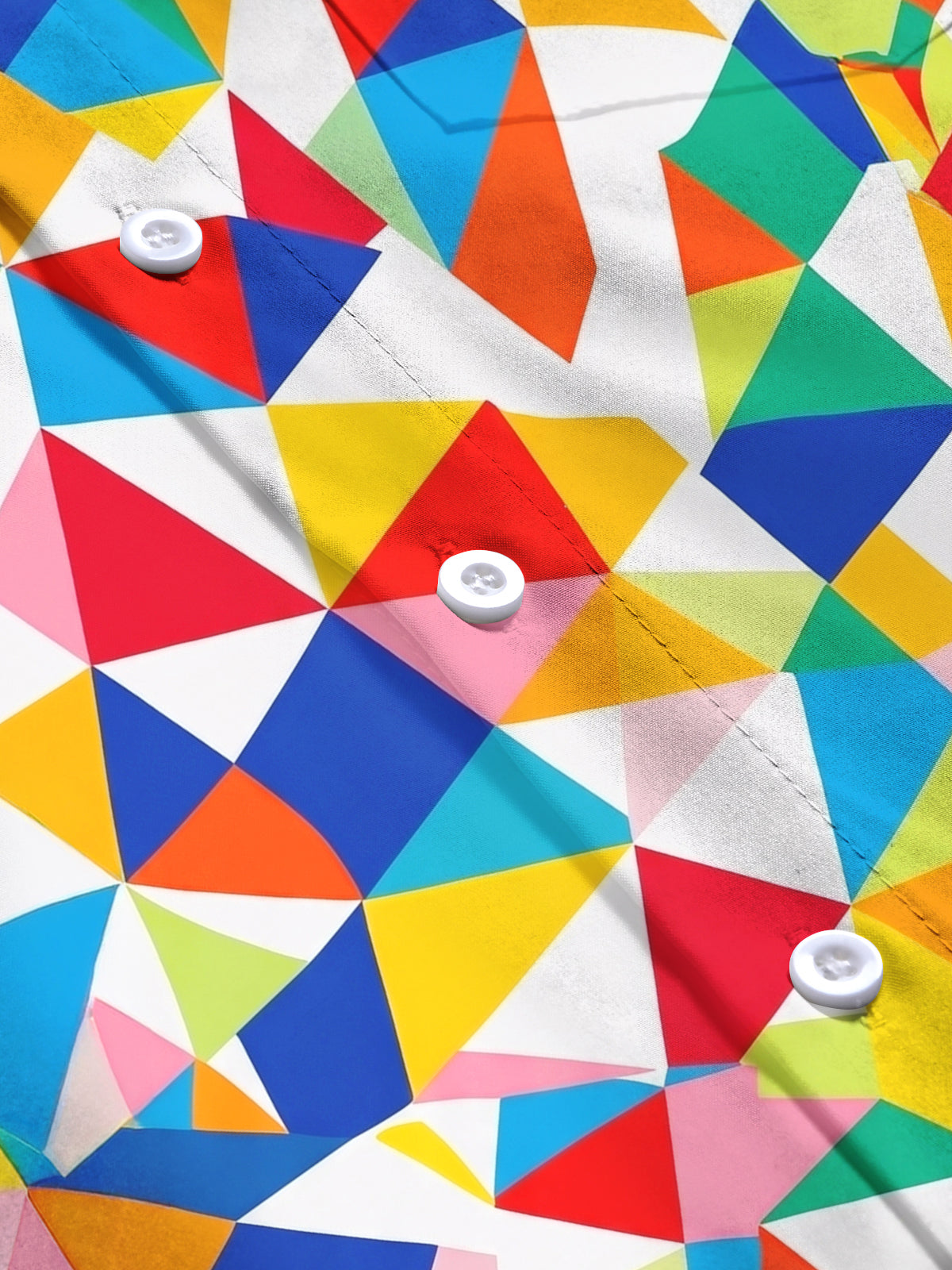 Oceanlyte Men's Printed Colorful Geometric Triangles Print Long Sleeve Shirt with Chest Pocket