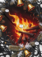 Oceanlyte Men's Printed Christmas Bonfire And Bells Print Long Sleeve Shirt with Chest Pocket