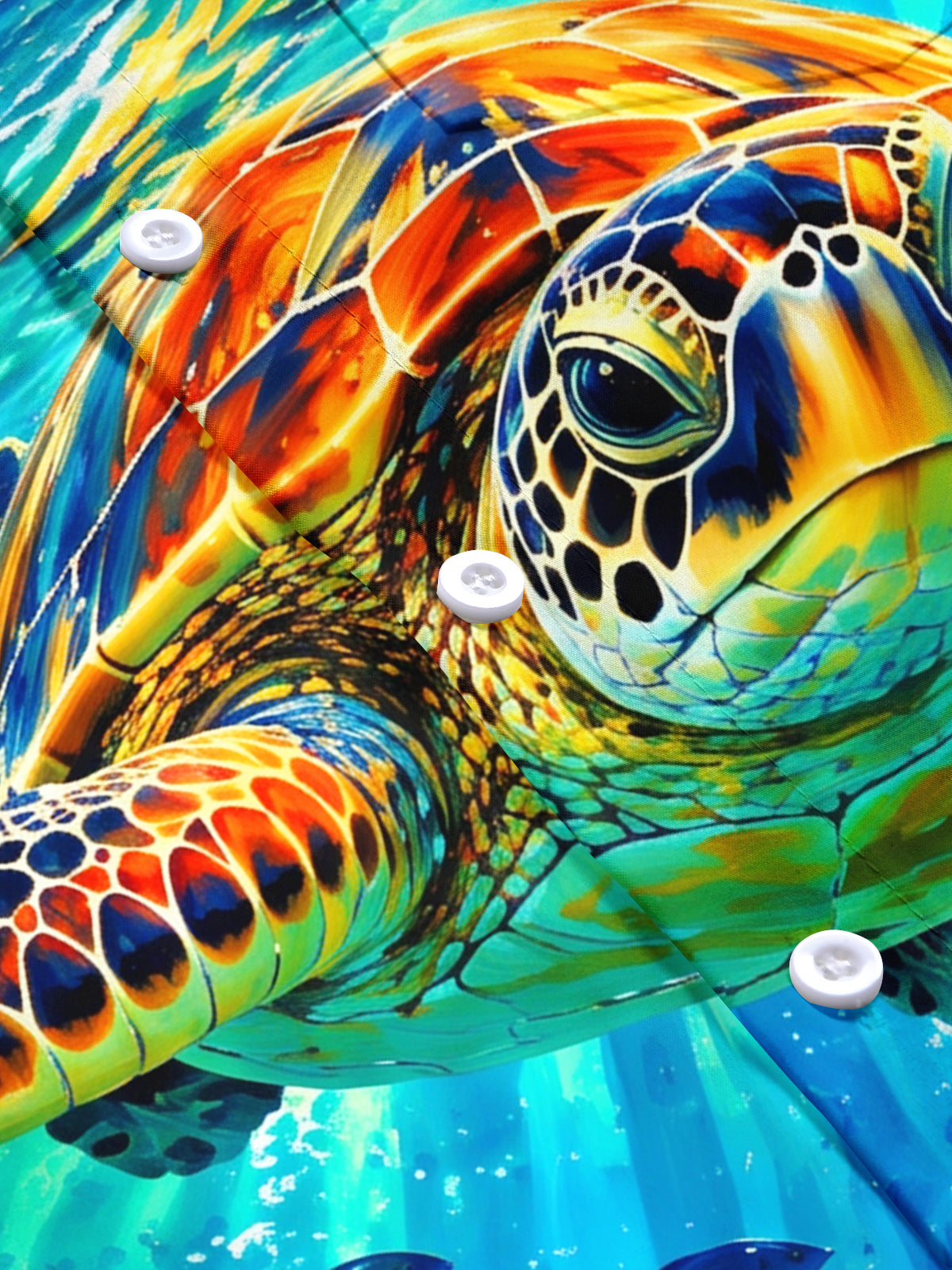 Oceanlyte Men's Hawaiian Sea Turtle And Coral Reef Print Short Sleeve Shirt with Chest Pocket