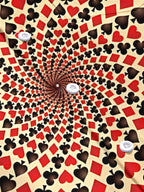 Oceanlyte Men's Printed Spiral Poker Print Card Suits Pattern Short Sleeve Shirt with Chest Pocket