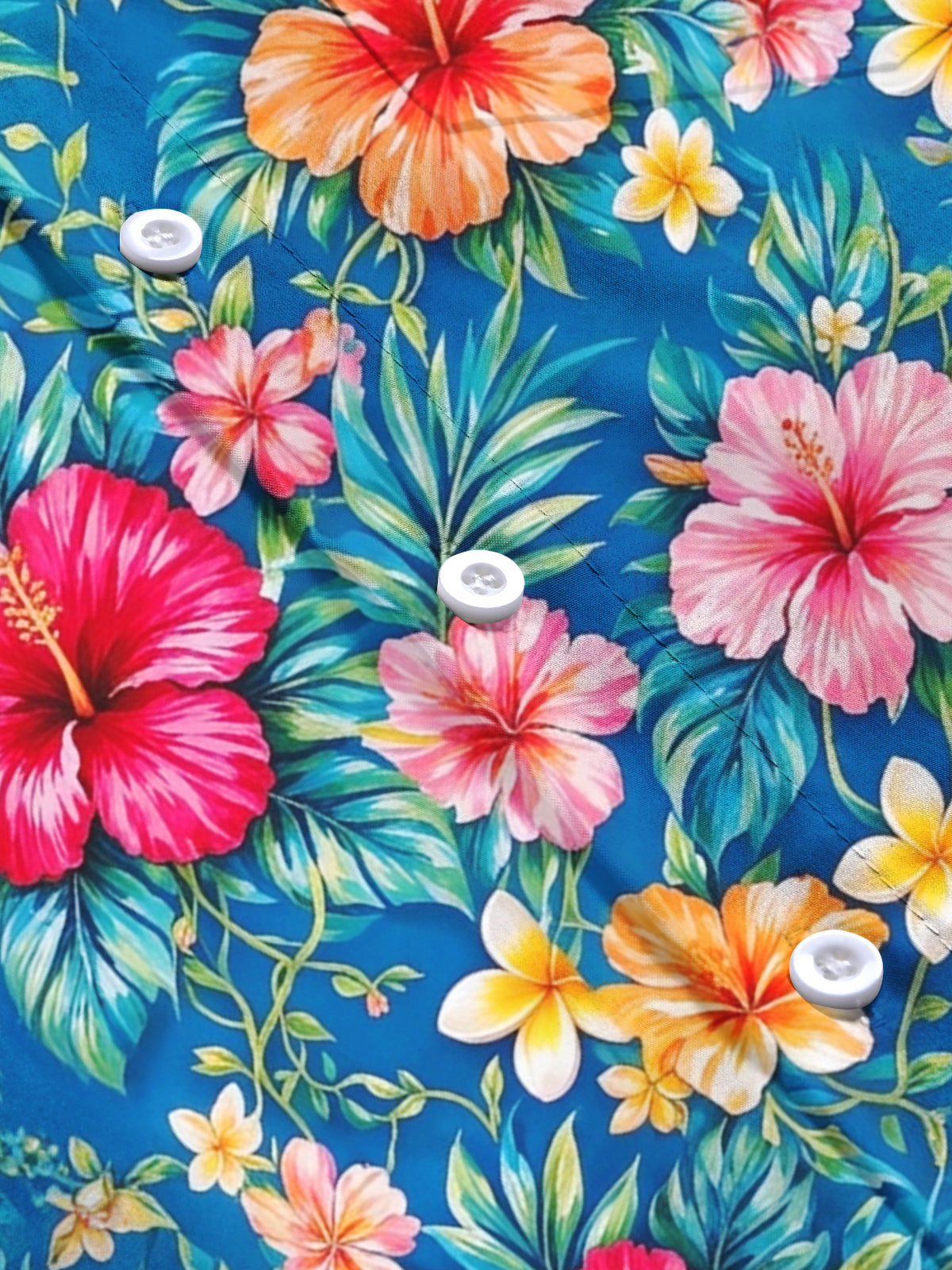 Oceanlyte Men's Tropical Hibiscus And Plumeria Flowers Print Long Sleeve Shirt with Chest Pocket