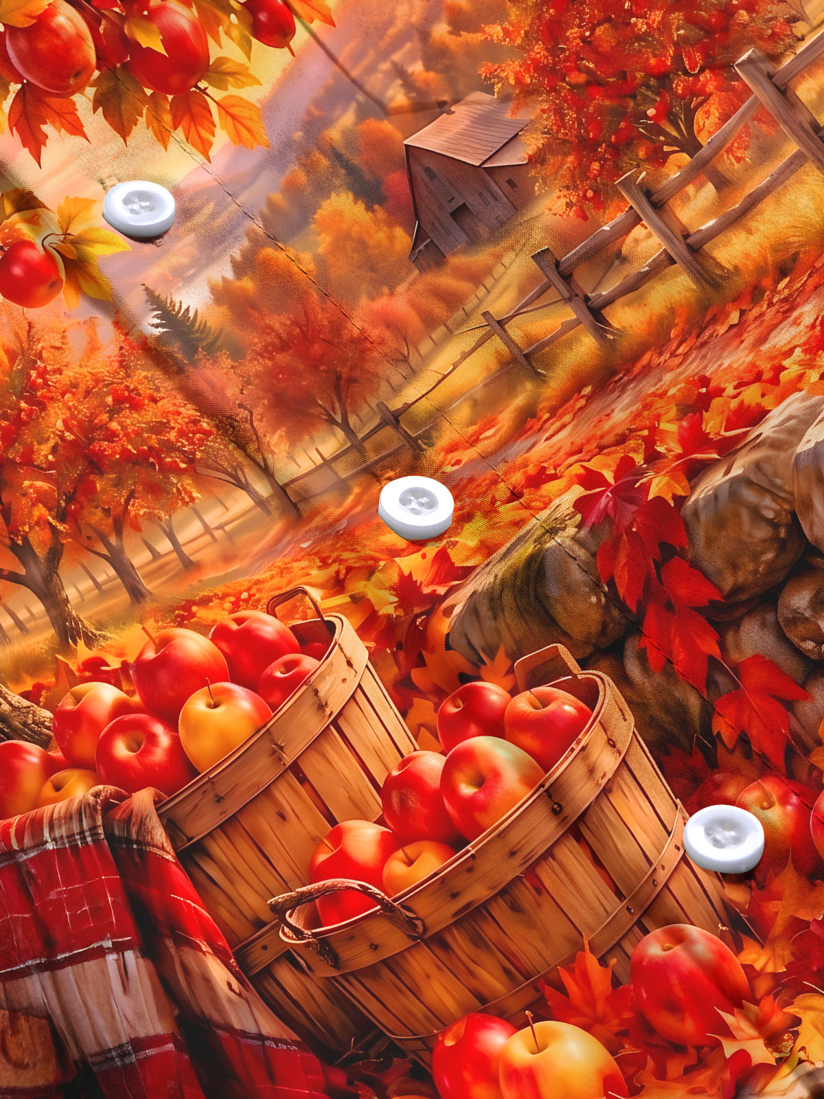 Oceanlyte Men's Printed Autumn Apple Orchard Landscape Print Long Sleeve Shirt with Chest Pocket