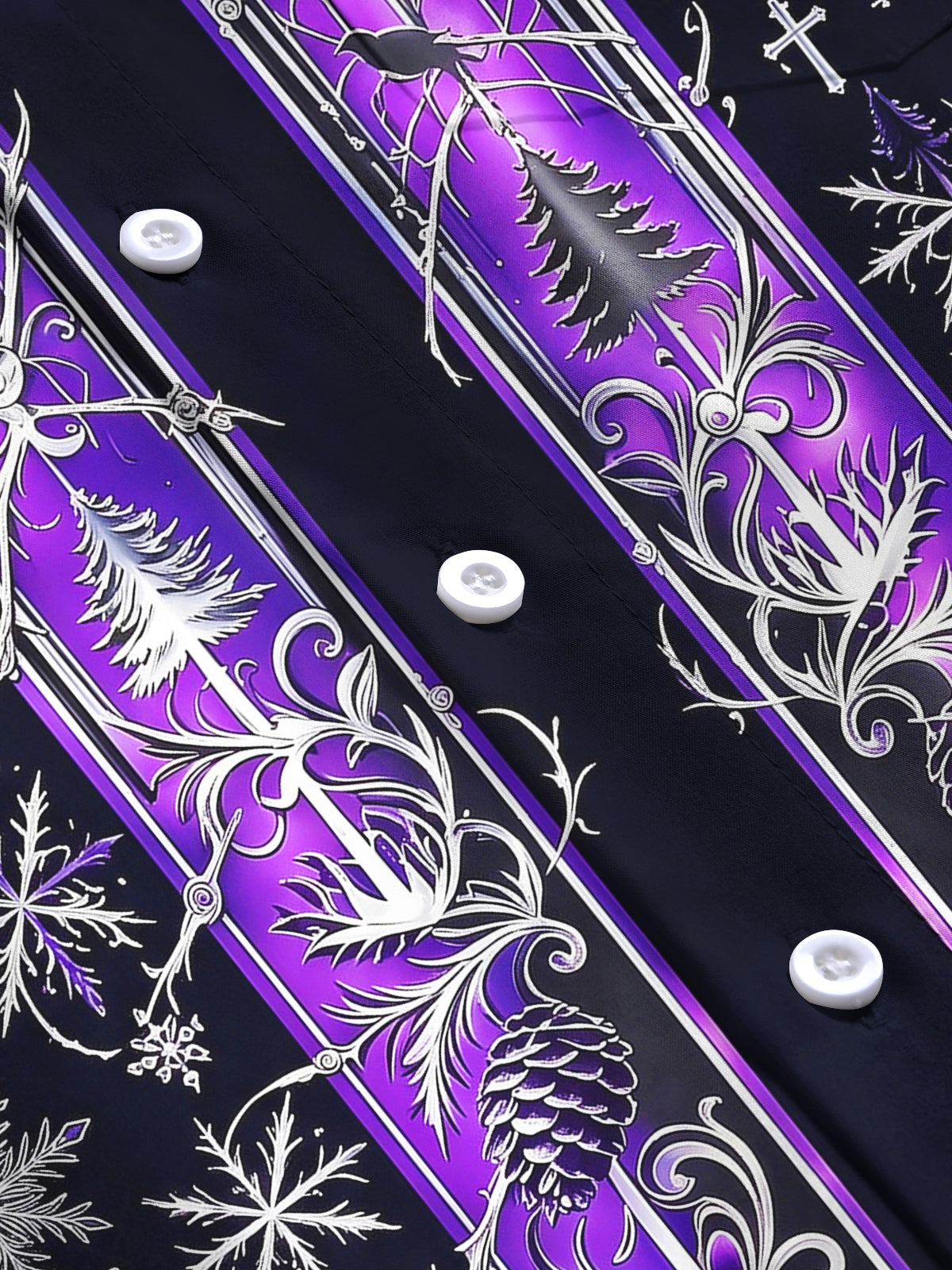 Oceanlyte Men's Long Sleeve Shirt - Gothic Church Window Patterns With Snowflakes And Crosses Print with Chest Pocket