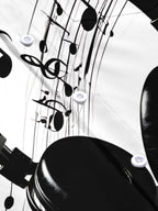 Oceanlyte Men's Printed Headphones Print Musical Notes Print Short Sleeve Shirt with Chest Pocket