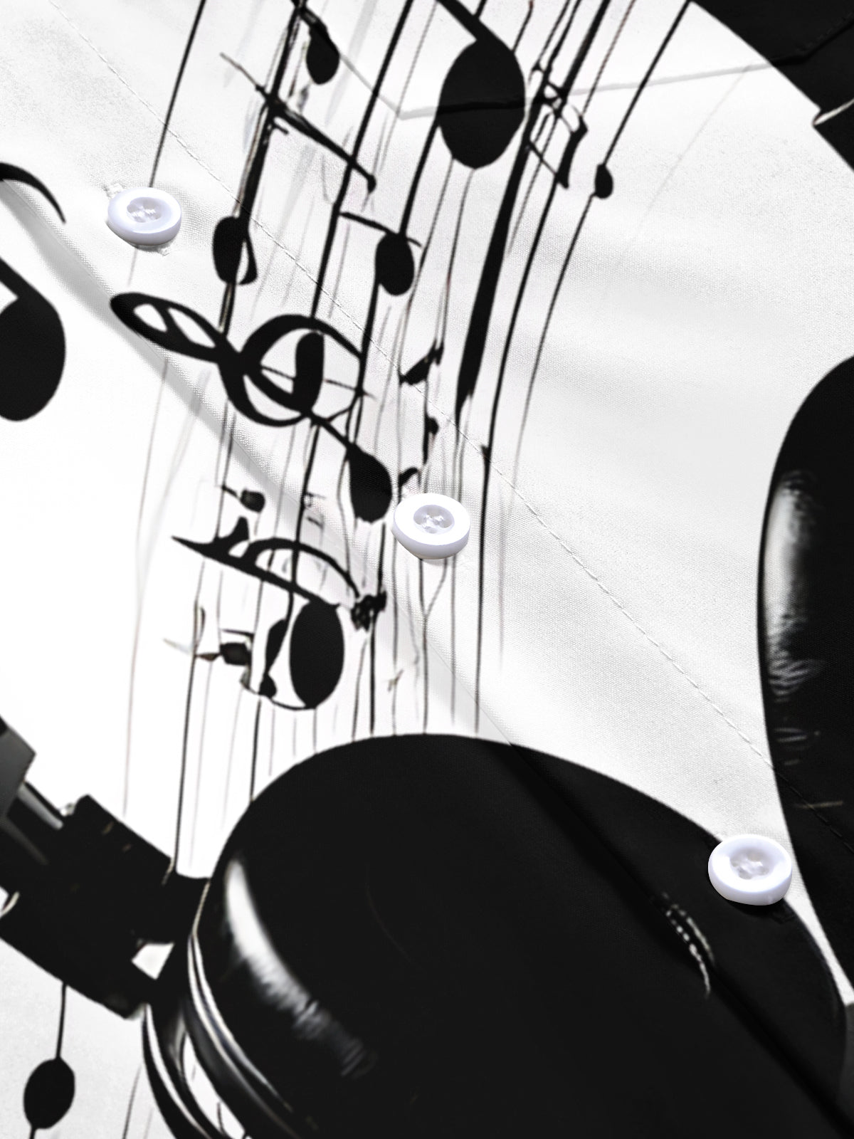Oceanlyte Men's Printed Headphones Print Musical Notes Print Short Sleeve Shirt with Chest Pocket
