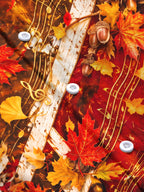 Oceanlyte Men's Printed Autumn Maple Leaves And Acorns Print Long Sleeve Shirt with Chest Pocket