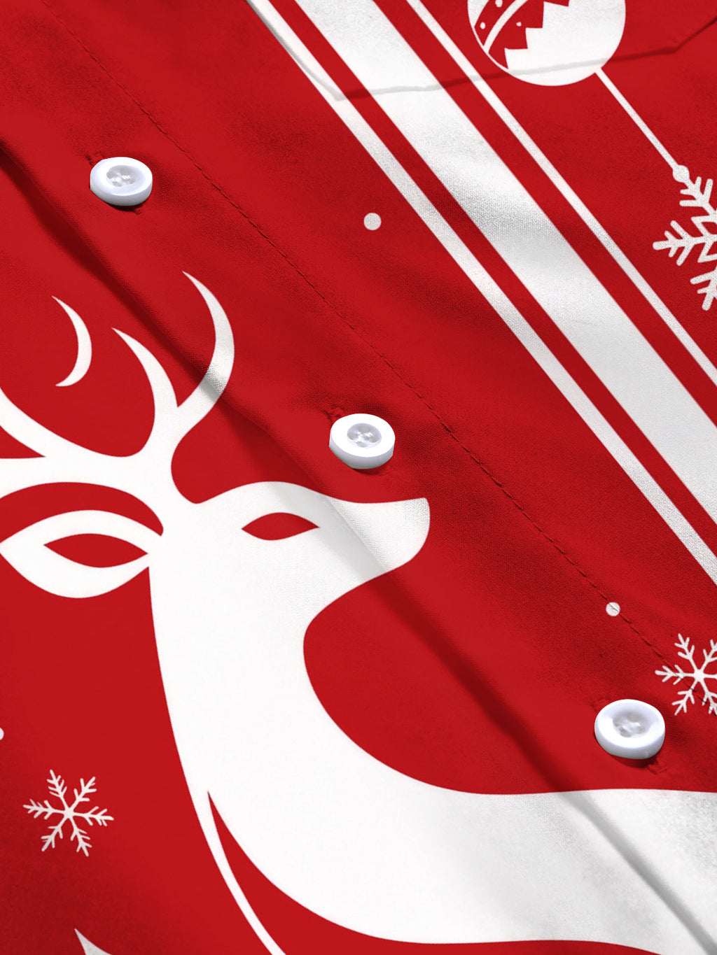 Oceanlyte Men's Printed Deer And Christmas Ornaments Print Long Sleeve Shirt with Chest Pocket