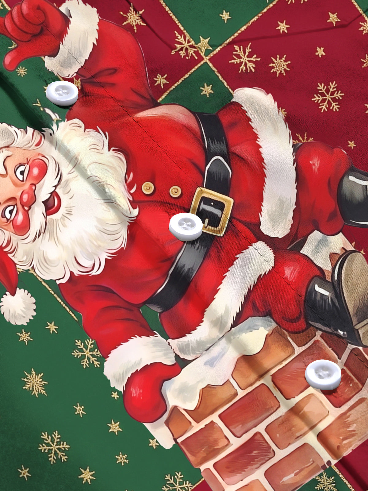 Oceanlyte Men's Printed Santa Claus On Chimney Print Long Sleeve Shirt with Chest Pocket