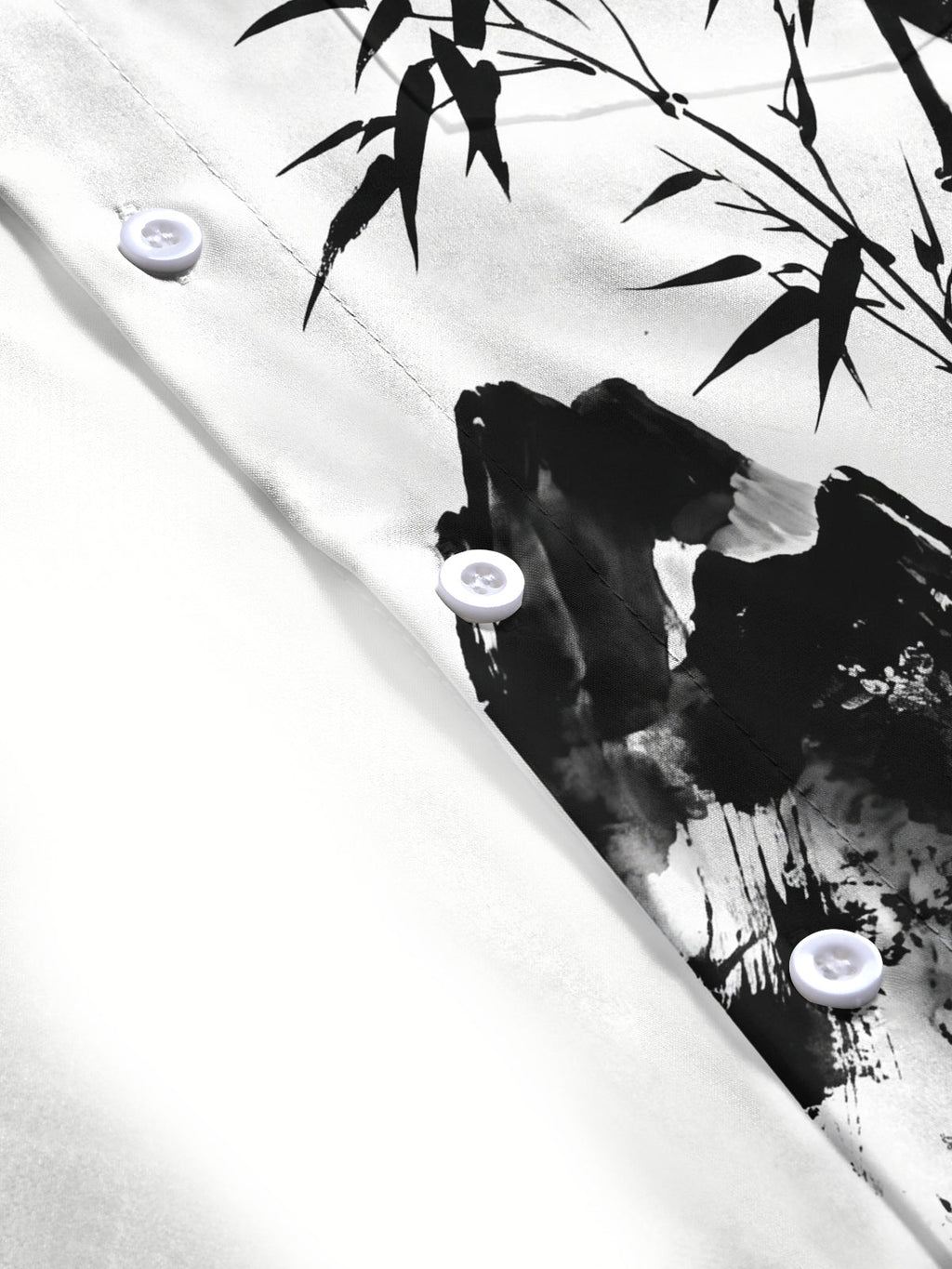 Oceanlyte Men's Printed Bamboo And Mountain Ink Wash Print Long Sleeve Shirt with Chest Pocket