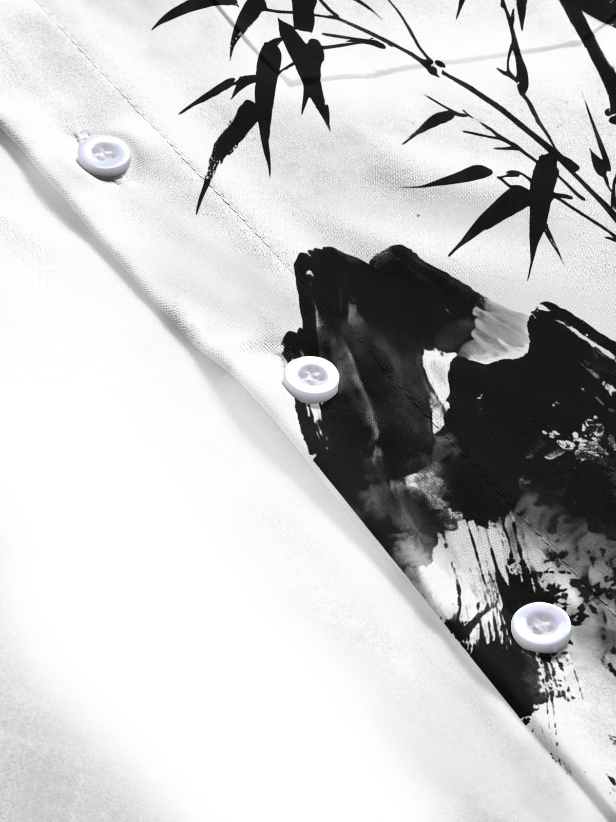Oceanlyte Men's Printed Bamboo And Mountain Ink Wash Print Long Sleeve Shirt with Chest Pocket