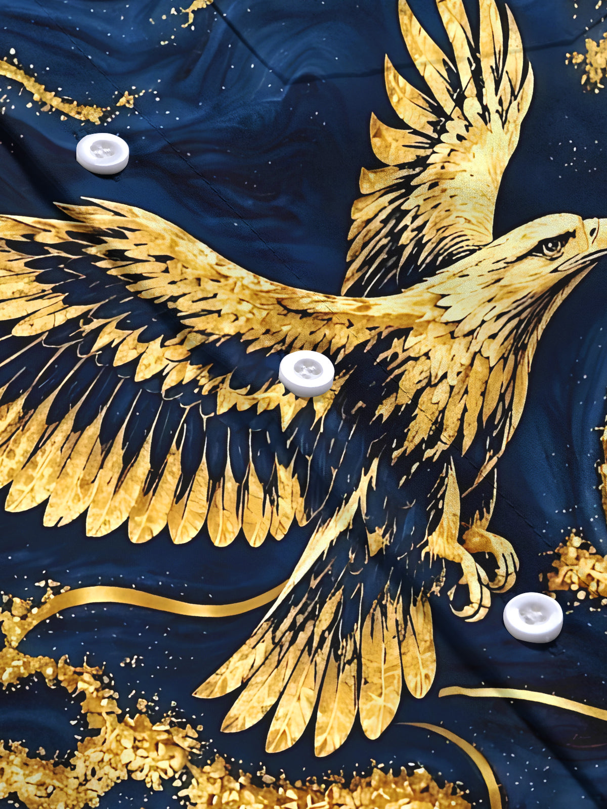 Oceanlyte Men's Graphic Abstract Golden Eagle Print Long Sleeve Shirt with Chest Pocket