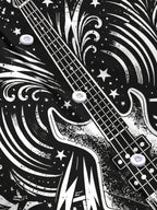 Oceanlyte Men's Bass Guitar With Stars And Lightning Print Long Sleeve Shirt with Chest Pocket
