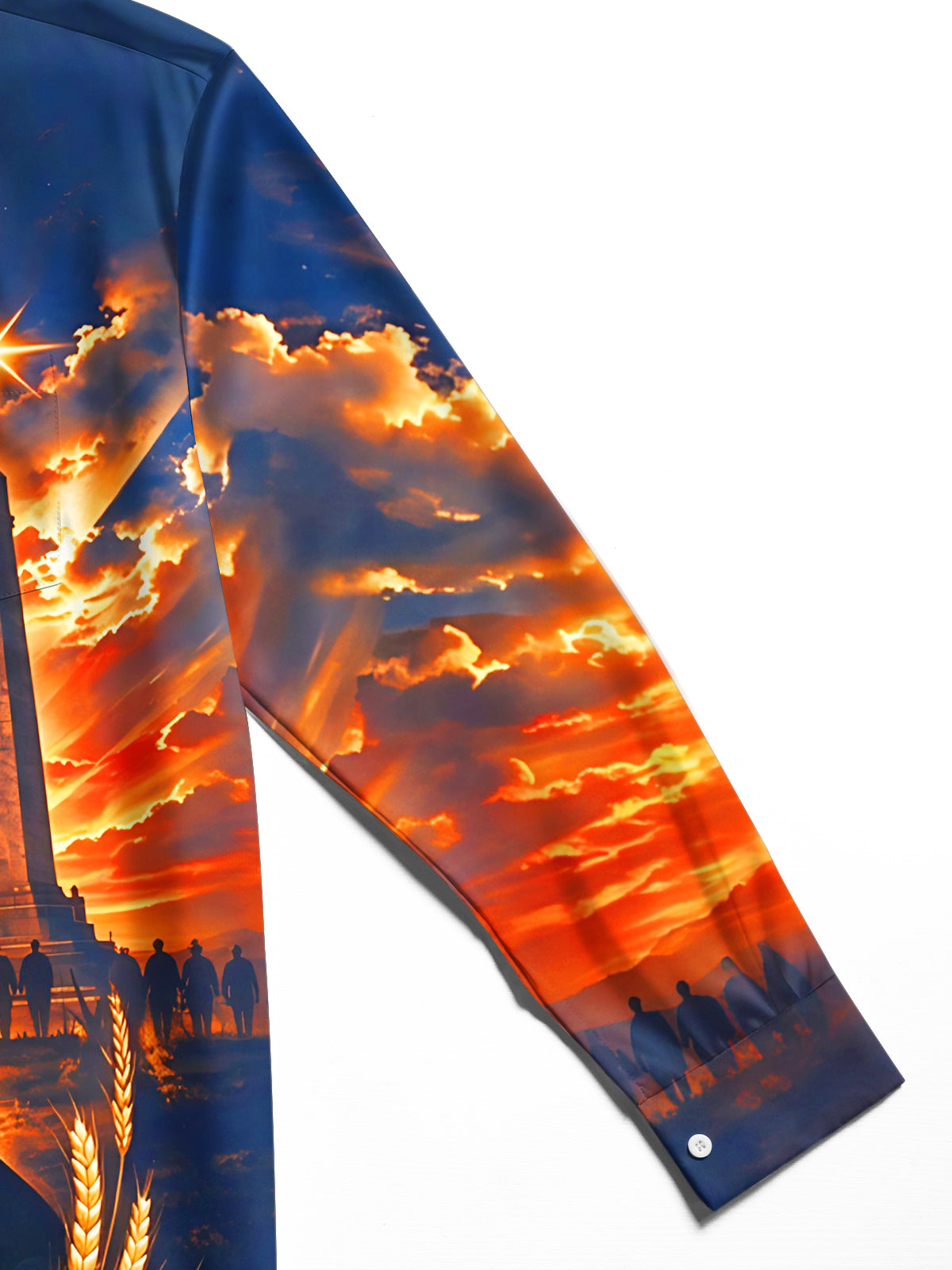 Oceanlyte Men's Long Sleeve Shirt - The "Fields of Remembrance" Graphic Veteran Silhouette And Monument Print with Chest Pocket