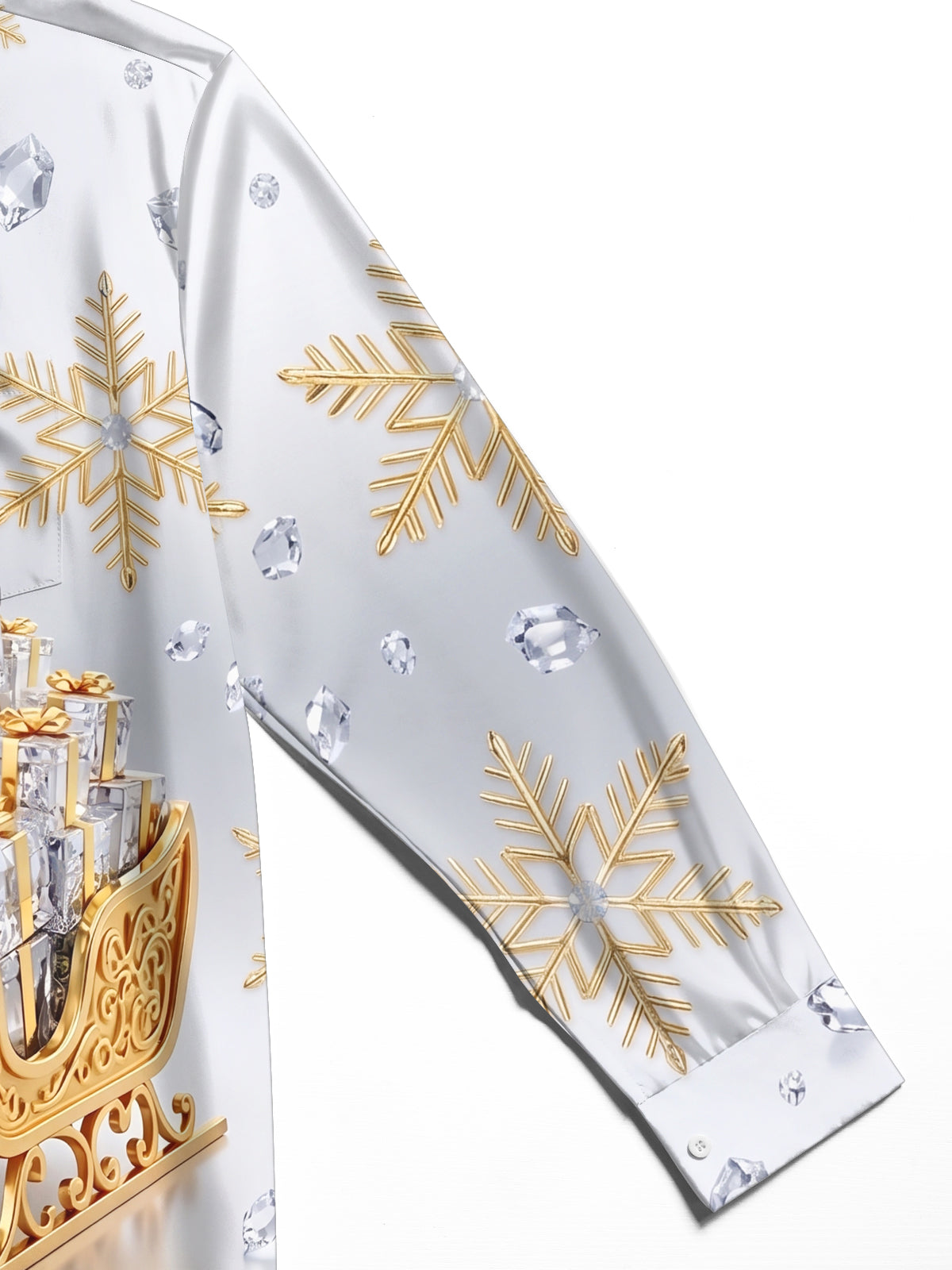 Oceanlyte Men's Graphic Christmas Reindeer Sleigh Print Long Sleeve Shirt with Chest Pocket