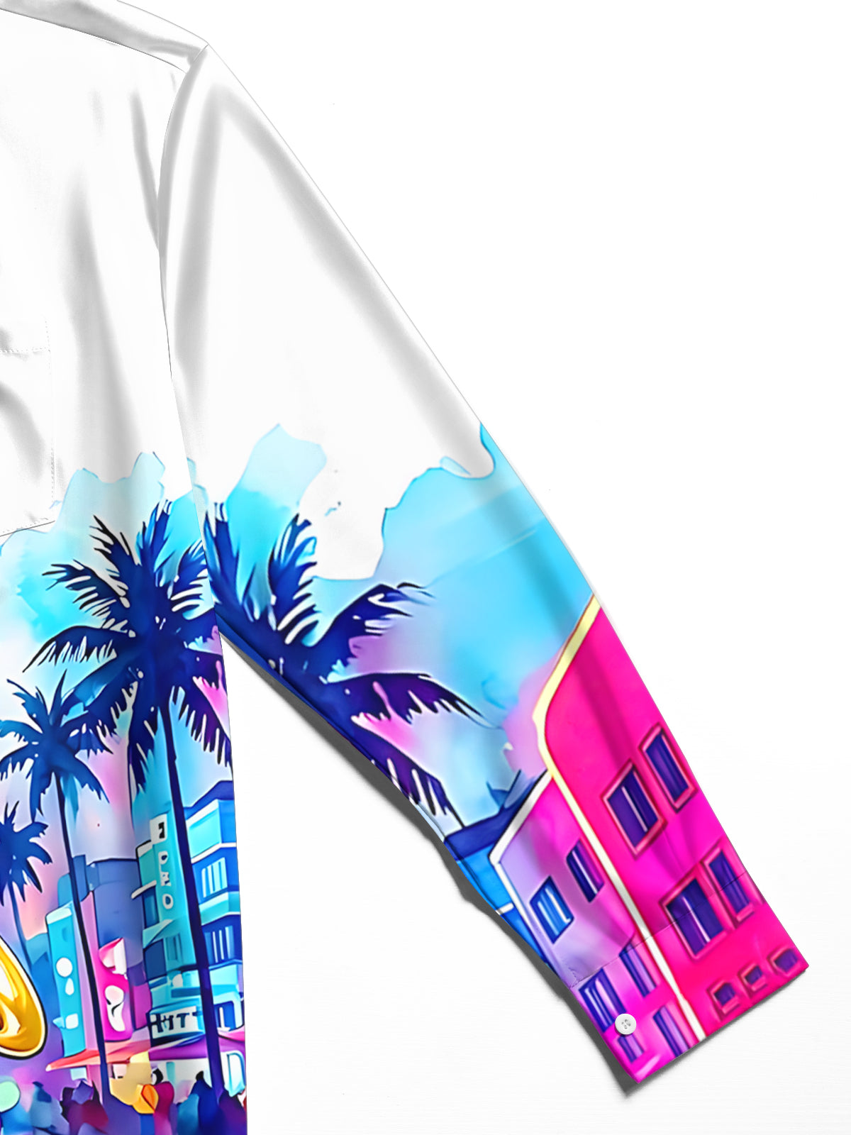 Oceanlyte Men's Hawaiian Saxophone And Purple Flowers Print Long Sleeve Shirt with Chest Pocket