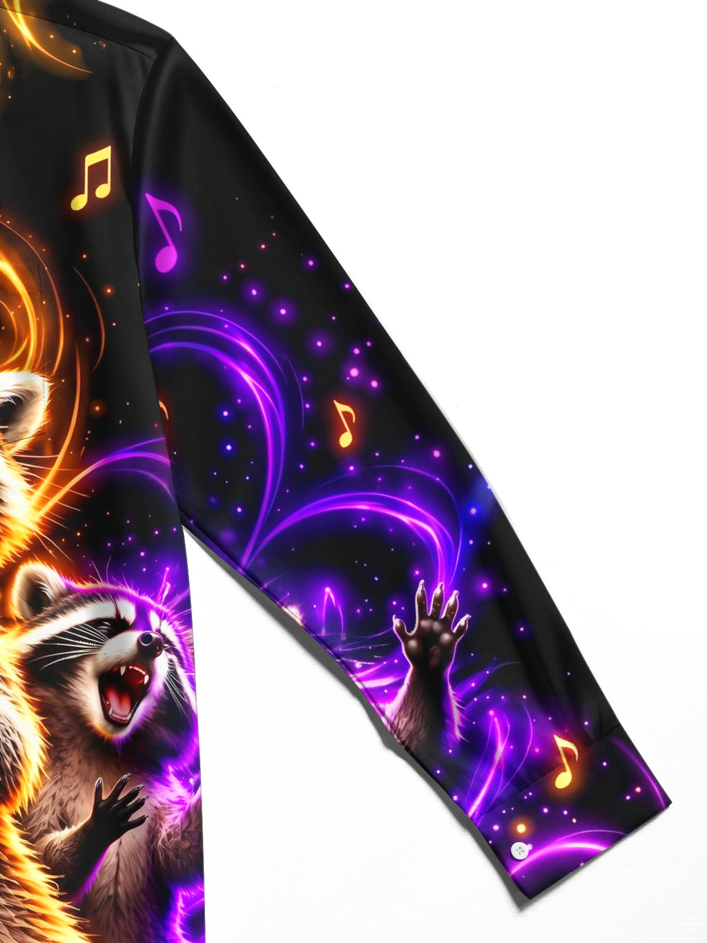 Oceanlyte Men's Long Sleeve Shirt - Singing Raccoons With Microphone And Musical Notes Print with Chest Pocket