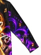 Oceanlyte Men's Long Sleeve Shirt - Singing Raccoons With Microphone And Musical Notes Print with Chest Pocket